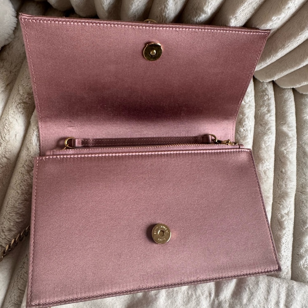 AUTHENTIC Saint Laurent YSL Kate Tassel Chain Bag Satin Dragee Pink Small NWT - Picture 3 of 16